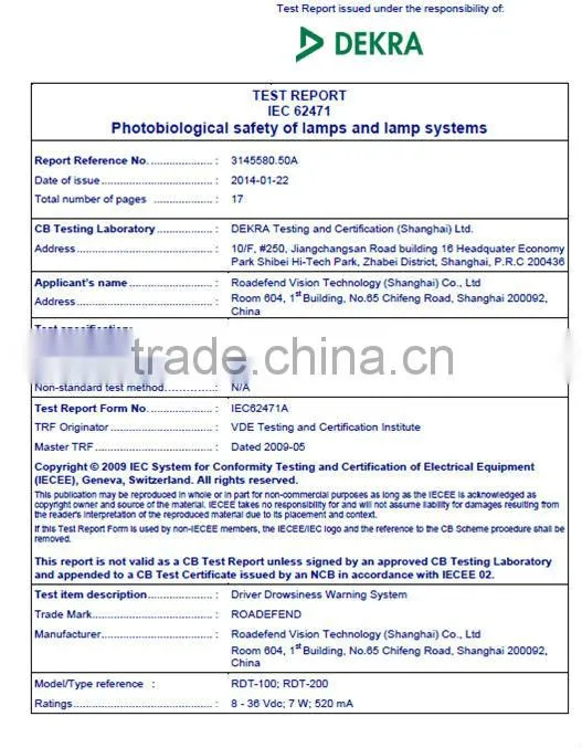 Driver Fatigue Monitor System rdt-200