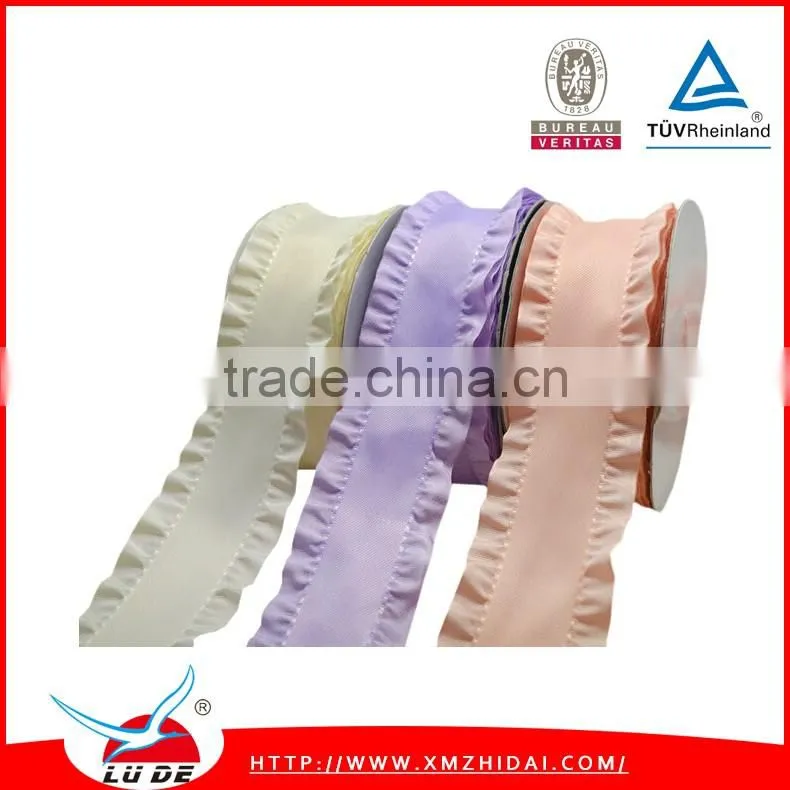 cheap satin double ruffle ribbon