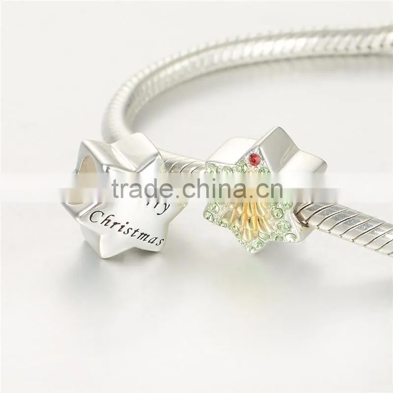 European Beads Gold Christmas Tree Diy Silver Charm For Bracelets