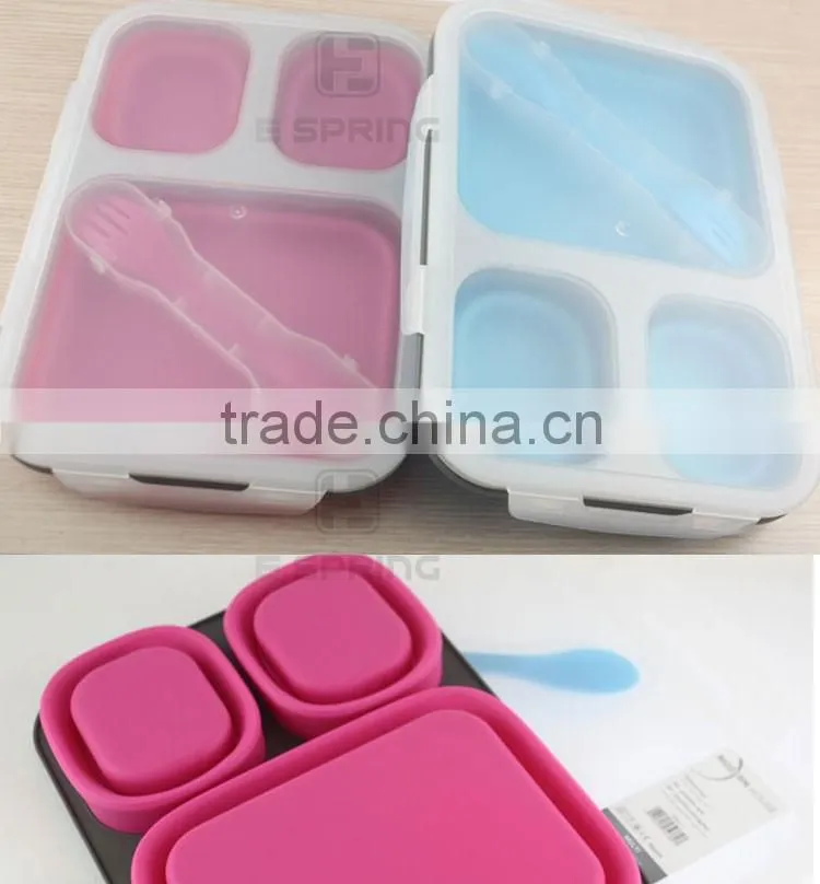 3 Compartments Microwave Bento Lunch Box Set For Kids Multifunctional Lunchbox