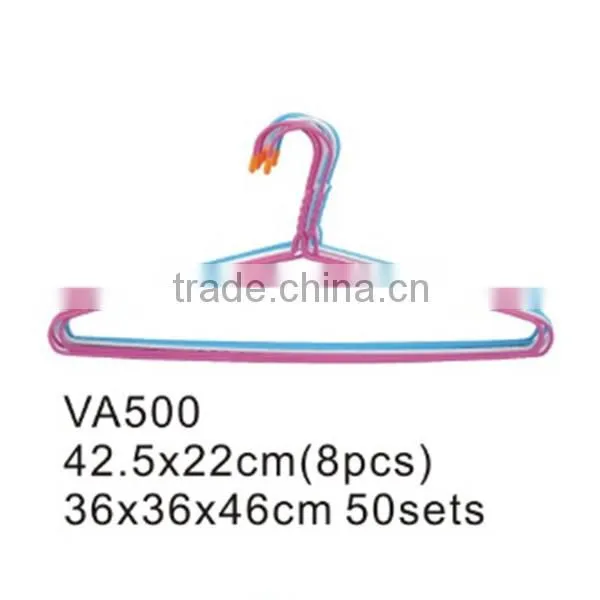 VA505 antique plastic coated metal clothes large wire hanger for dry cleaner