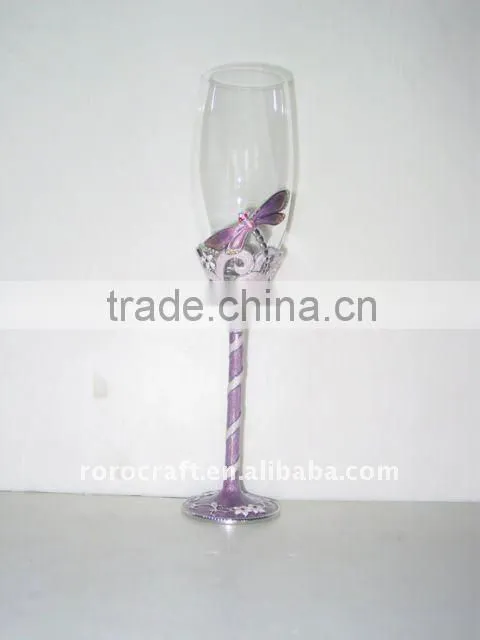 pewter design wedding champagne flute