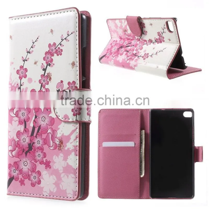 2015 fashion phone case flip leather cover case for Huawei P8,Factory wholesale for Huawei p8 wallet leather case