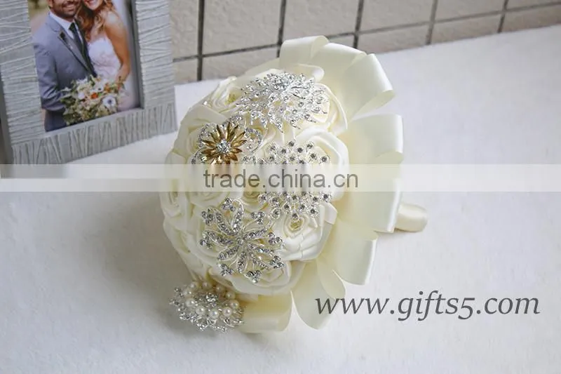 Custom Stunning Immortal Ribbon Rose Wedding Bouquets