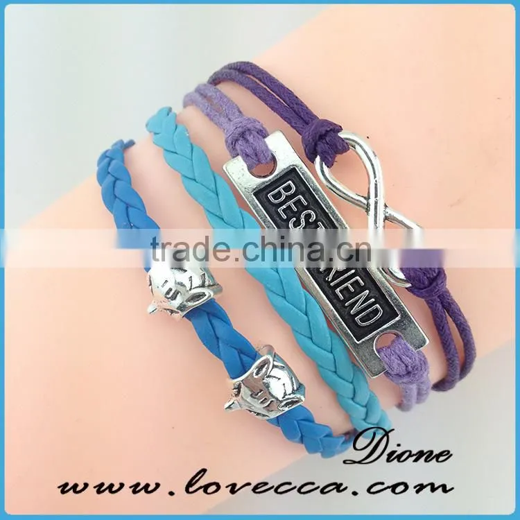 Colorful wholesale leather rope personalized womens leather bracelets