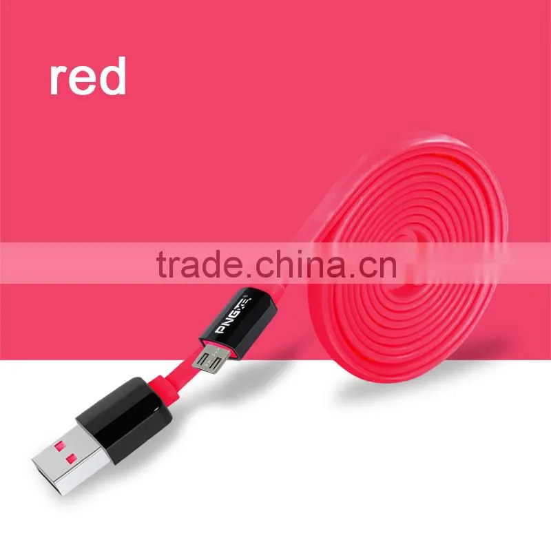 PNGXE Hottest 2.4A very fast charging current 2 in 1 nylon braided micro usb 2.0 cable for iphone and samsung