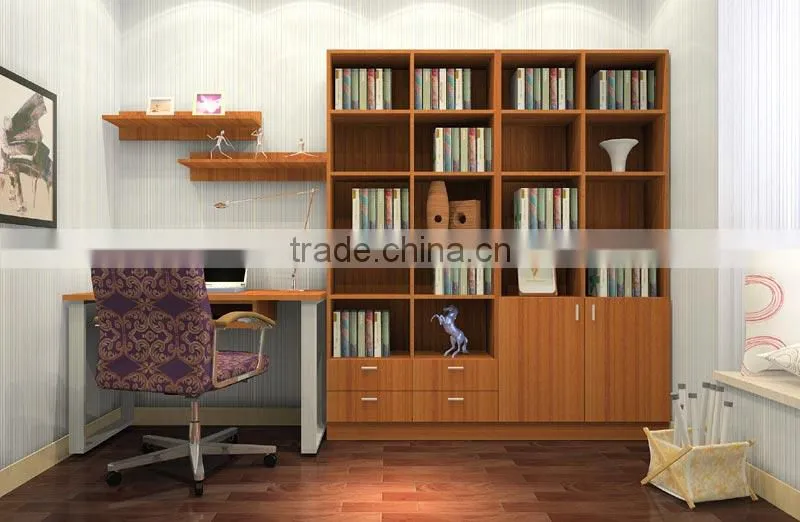 wood bookcase with doors and drawers