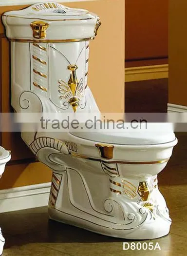 Hot Sale Bathroom Ceramics Decorated color two piece toilet