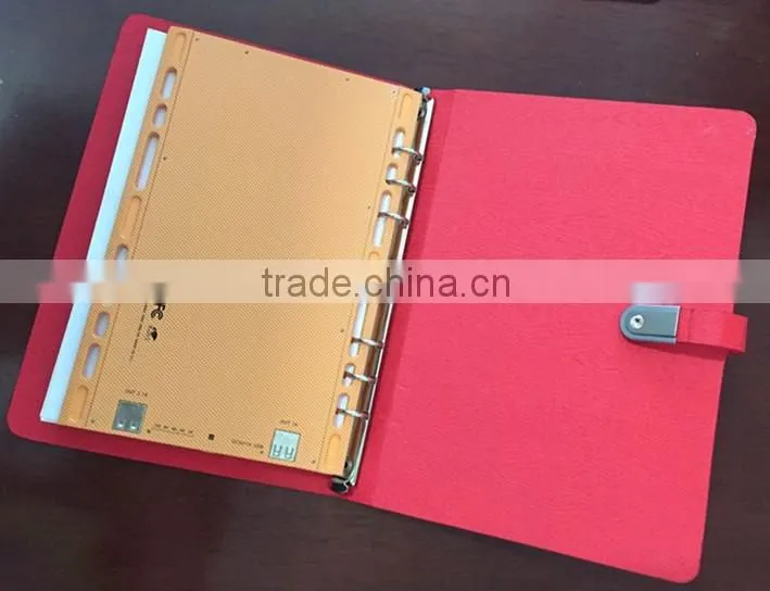 2017 PU leather Planner notebook with power bank