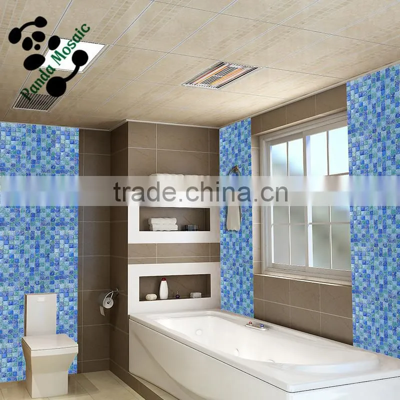 MB SMS14 Decorative Wall Tile Price Ice Crackle Glass Mosaic Tile Green Blue Glass Mosaic Bathroom