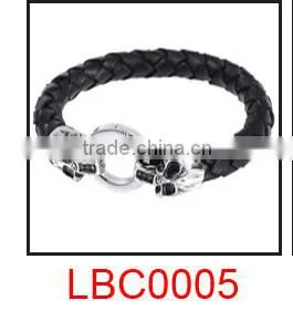 Men black braided leather bracelet cool bracelet for boys New