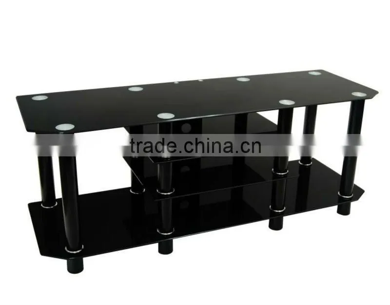 Black Contemporary LCD/Plasma Glass TV Stand Console Component Stand