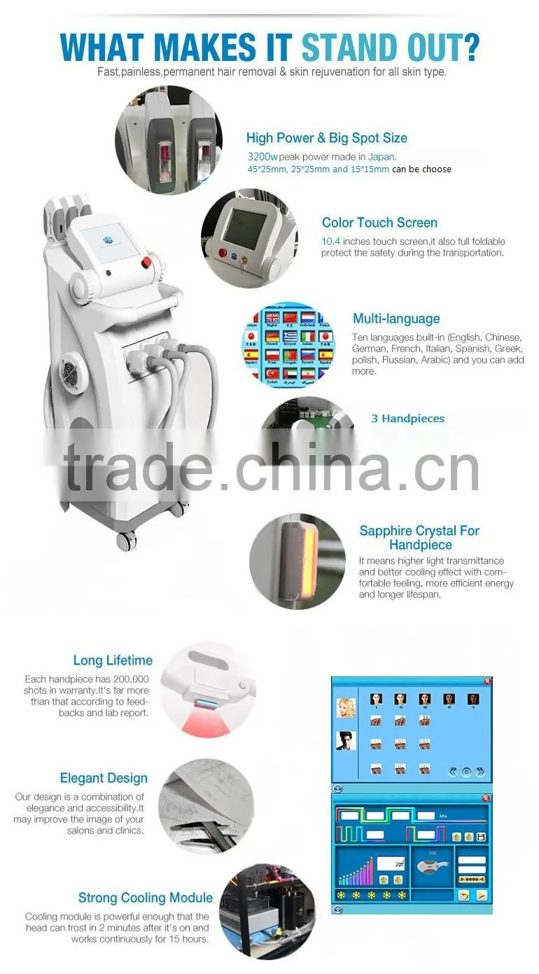 Elight + SHR + OPT + IPL System painless hair removal machine for sale / CE / Promotion of Exhibition