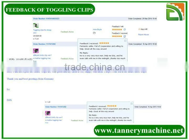 Aluminum/plastic leather toggle clips