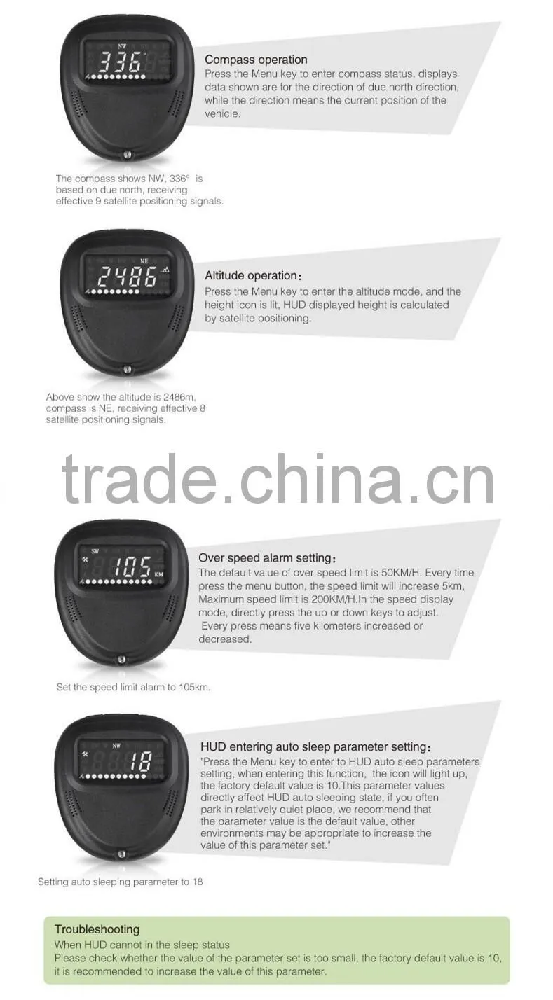 2016 Hot Sale Universal GPS HUD A1 Head Up Display Car OBD2 Speedometer KMH MPH Overspeed Alarm For All Cars