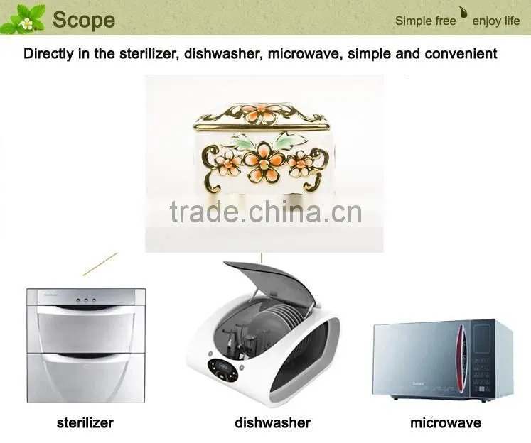 stock ceramic tissue paper box with gold painted tissue box design