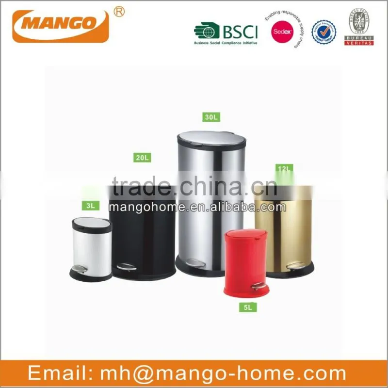 Household color coated soft close foot pedal trash bin
