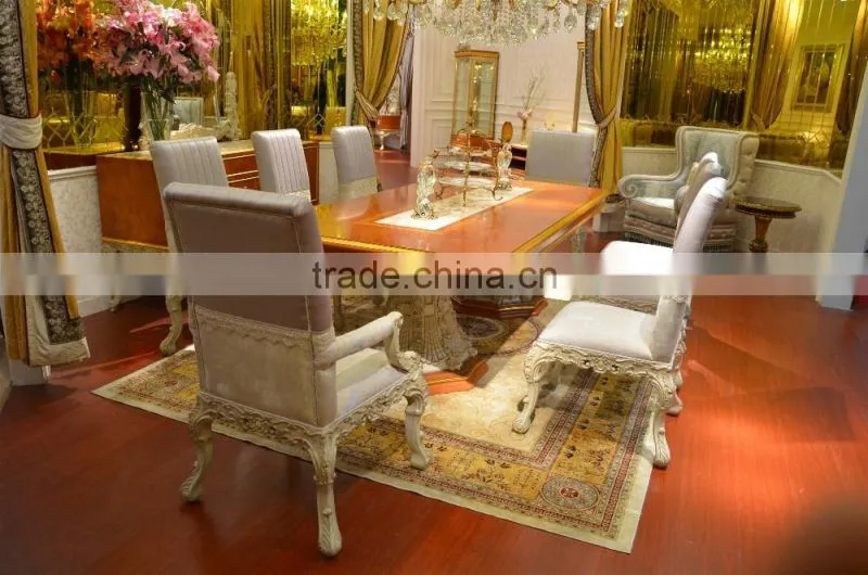 YB66 3.6Meter Luxury Italian Palace Long Dining Table with Golden Dining Chairs