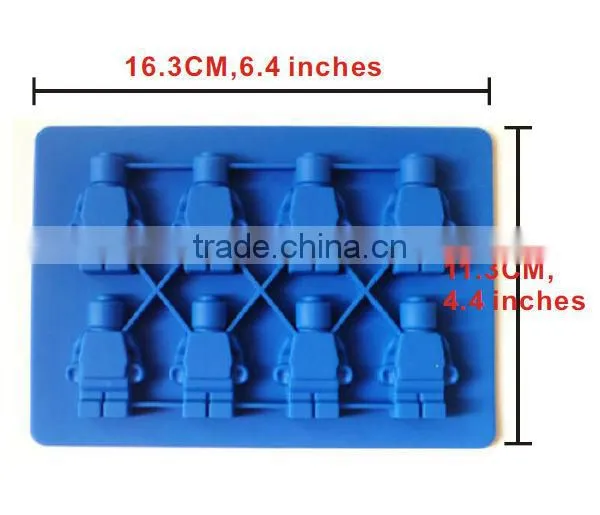 FDA 8 cavities silicone robot ice tray blue and yellow ice cube tray