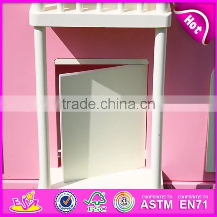 Best design pink house toys wooden dollhouse for girls W06A020
