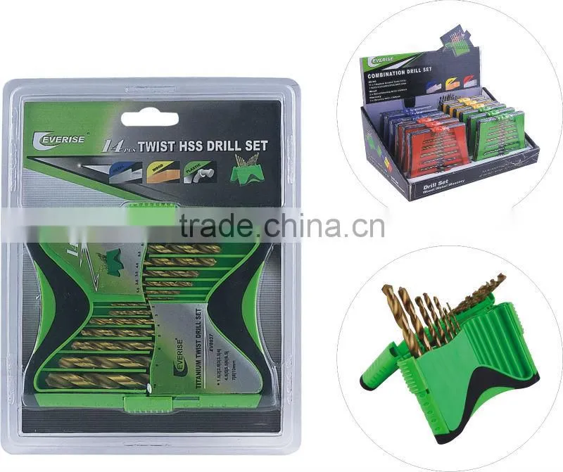 14pcs HSS drill bit set in plastic case