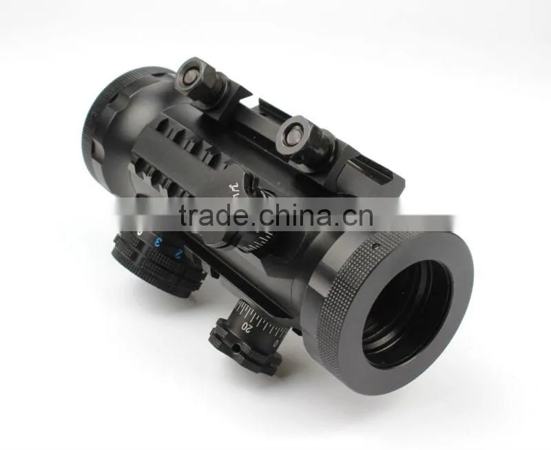 Compact red green dot riflescope with red laser attached