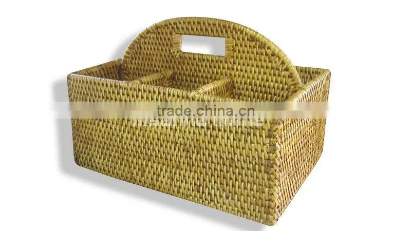 Full rattan flatware caddy