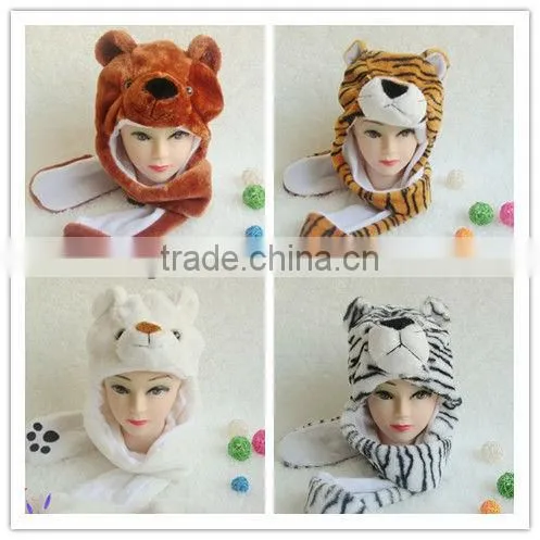 2013 Soft and Warm Custom Child Lovely Animal Ear Winter Hat/ Winter Animal Hat with pockets IN STOCK