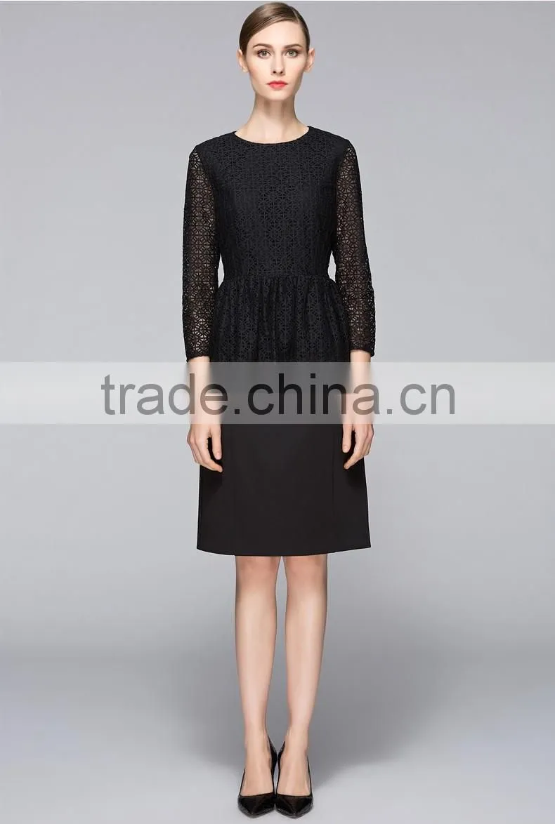 Spring-Summer Season Ladies Three-Quarter Length Sleeve Round Collar Waisted Casual Shirt