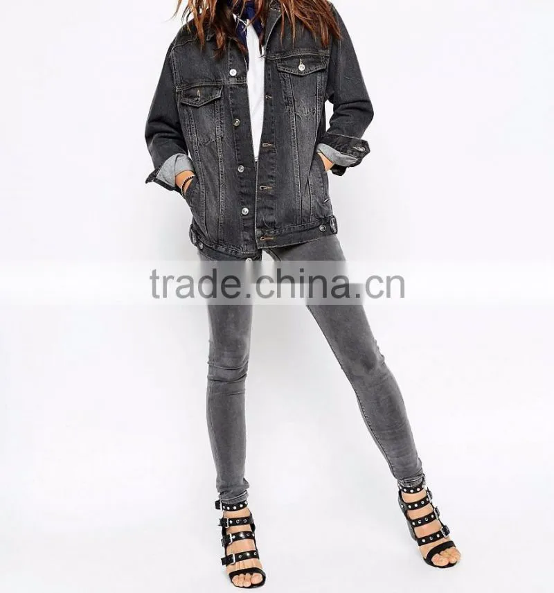 Wholesale Price Women Fashion Washed Winter Denim Jacket Woman Apparel