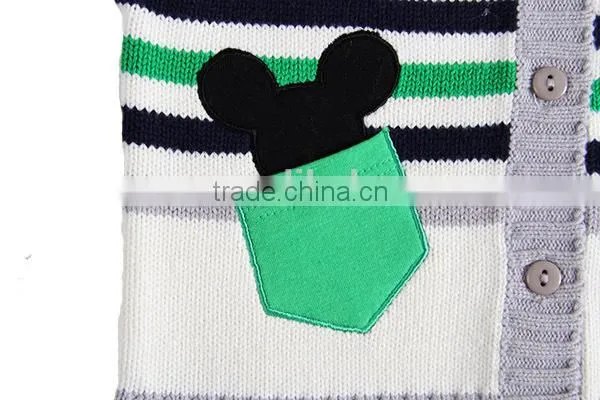 Baby boys V neck sweater stripe knitted children cardigan