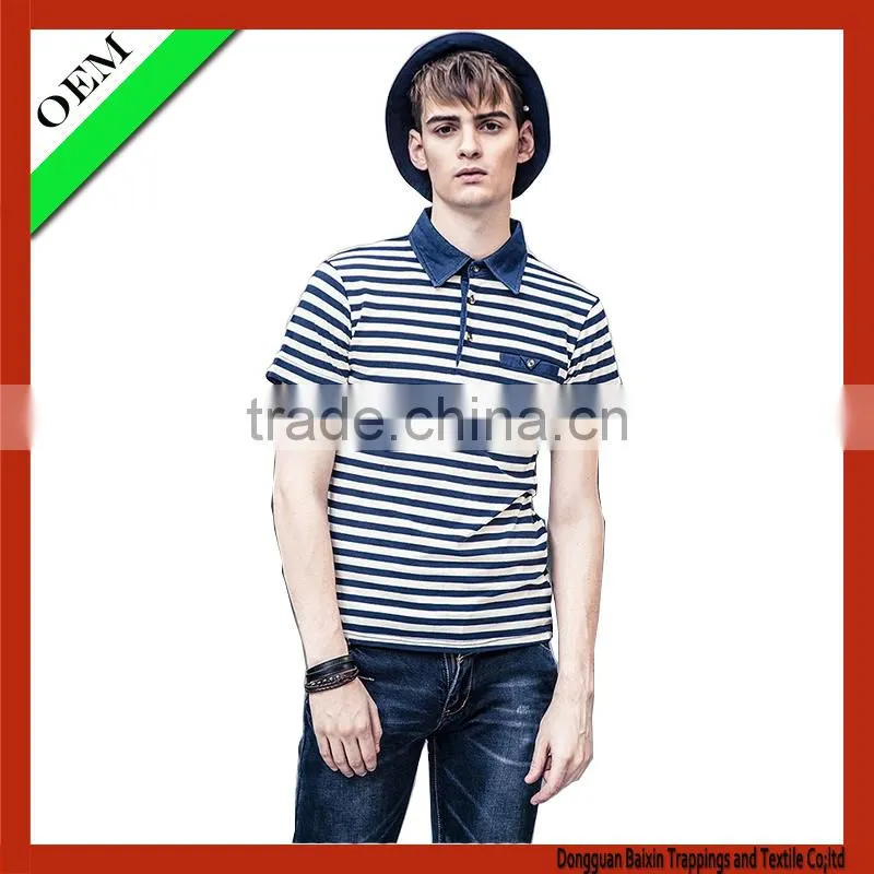 high quality stripe polo t-shirt With Short Sleeve
