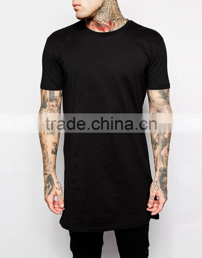 NEW ARRIVAL Euro style Hip Hop Men's Longline T shirt short sleeve Men tall blank T shirt. Logo Customized