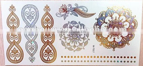 2015 Alibaba Wholesale gold metallic temporary tattoo