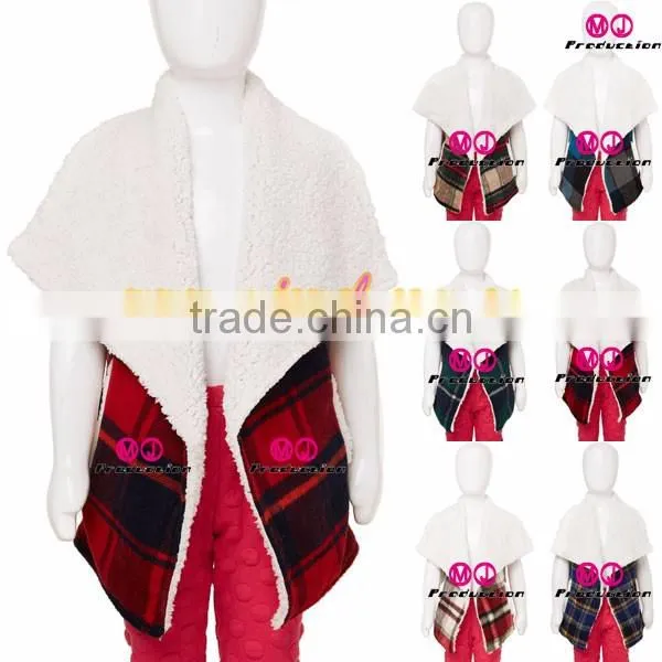 FACTORY wholesale plaid shearling down vest