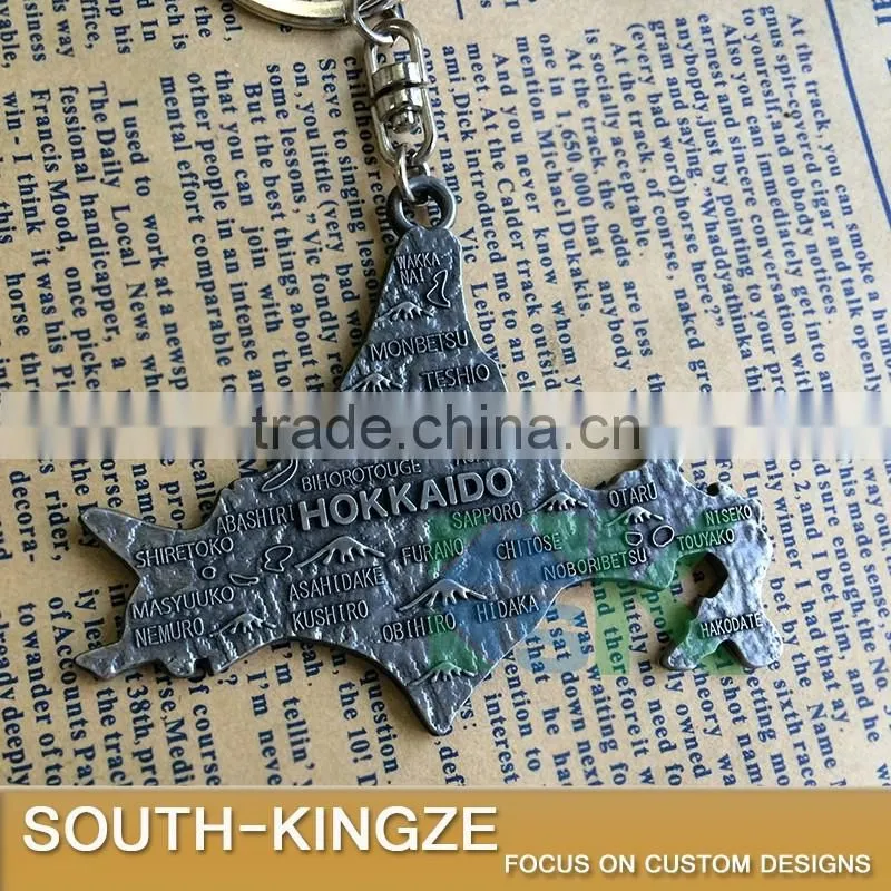 Japan Hokkaido Map Metal Alloy Keychain