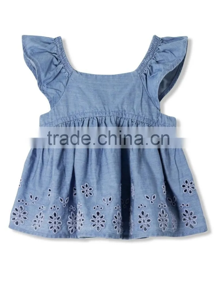 Latest design girls top sleeveless baby girls top design embroidered kids wear