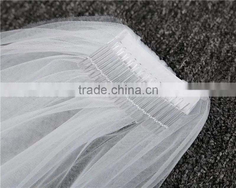 2017 wholesale Wholesale White Wedding Lace Bridal Veils Fashionable long Tulle bridal veils