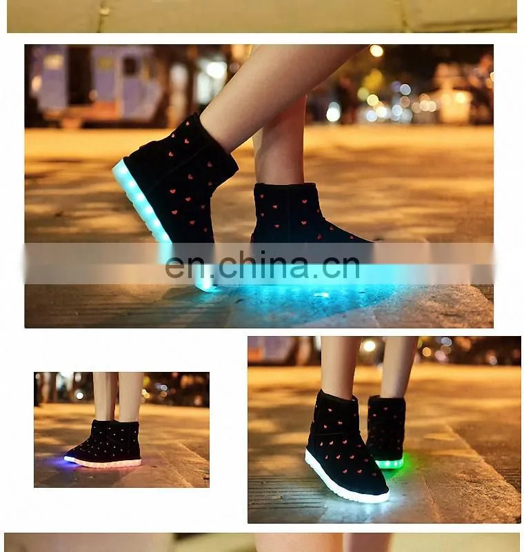 Wholesale cool light up winter snow boots ladies fashion led shoes woman