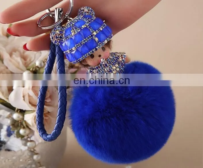 Factory wholesale multicolor rex rabbit fur monchichi with cheap price
