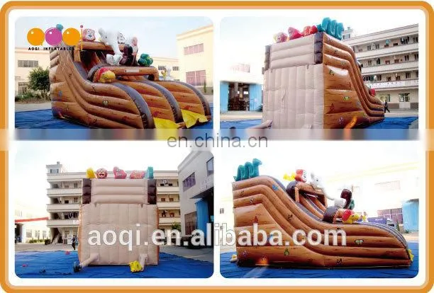 AOQI funny amusement park equipment blown inflatable standard slide outdoor sport game cartoon inflatable slide for kid