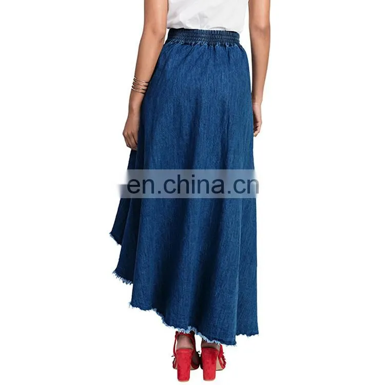 Fashion Latest Design Soft Women Maxi Denim Skirt