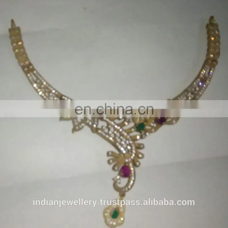 CZ jewelry necklace manufacturer,cubic zirconia necklace jewellery exporter