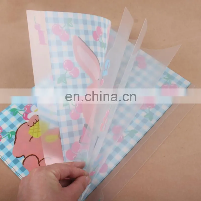 BSCI Factory a3 a4 a5 size L shape office school clear plastic pp folder hard cover pvc pp file folder/document