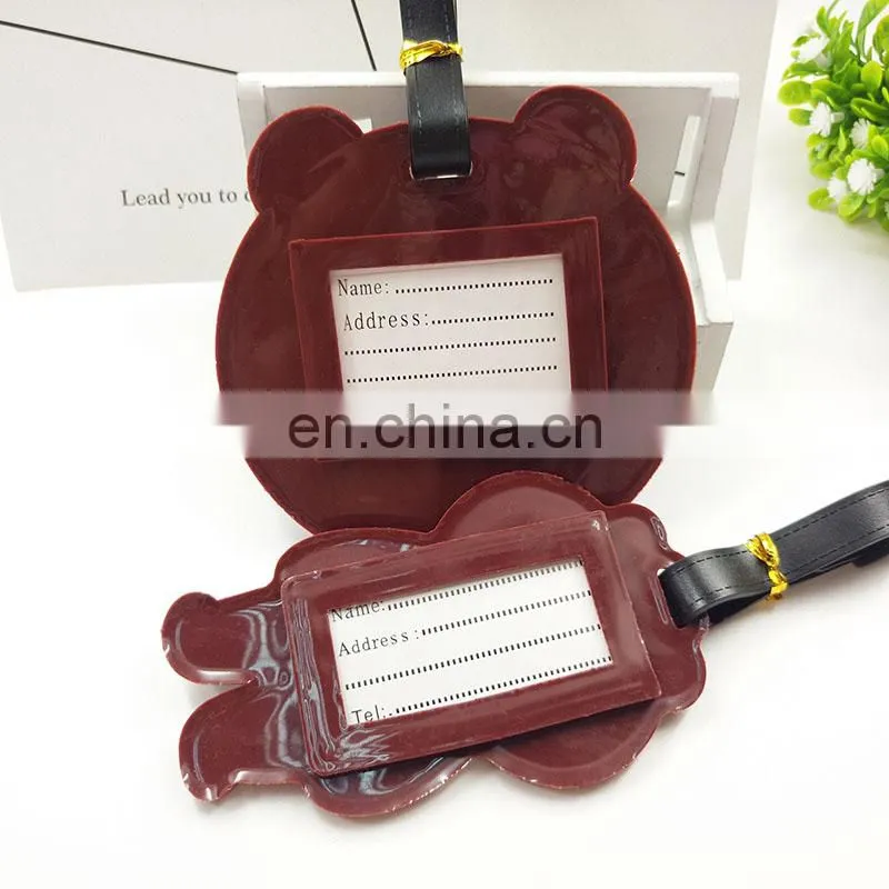 2017 new design customized bear shape soft rubber pvc luggage tag