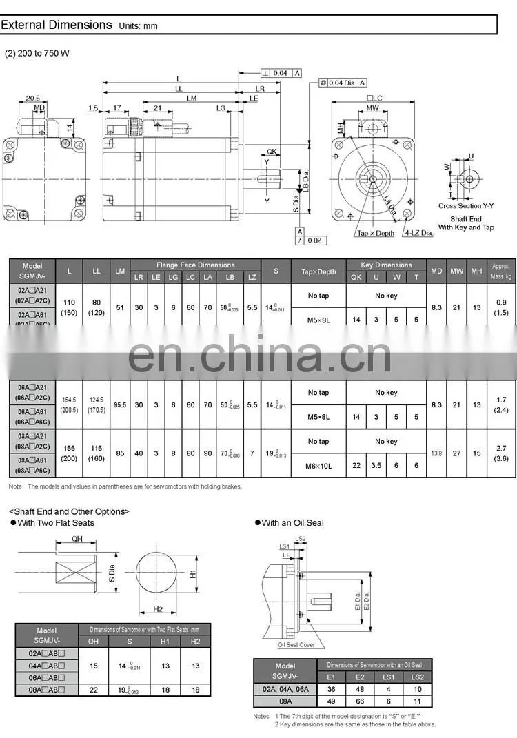 YASKAWA 400W servo motor SGMJV-04ADE6S for inkjet printer