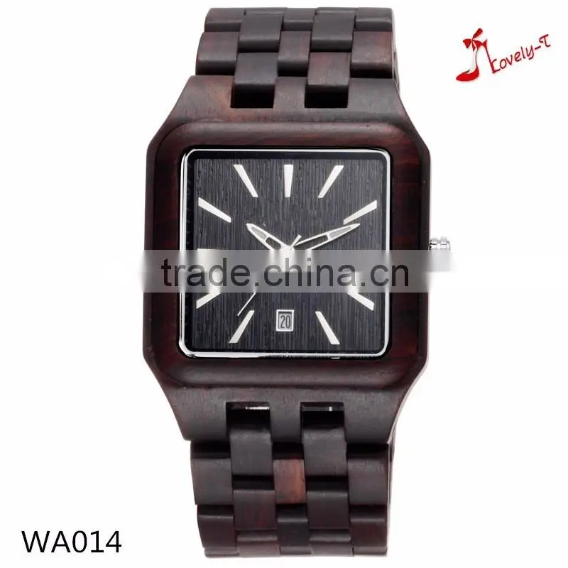 sandal wood men work luxury watch with calendar