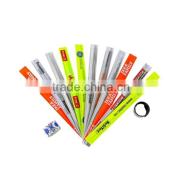 CE EN13356 Full color print Reflective slap band ,reflex wrist band