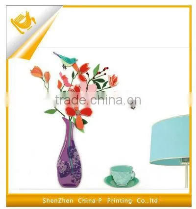 3D dimensional stickers decorative vase ejecting spent house movable paper fashion