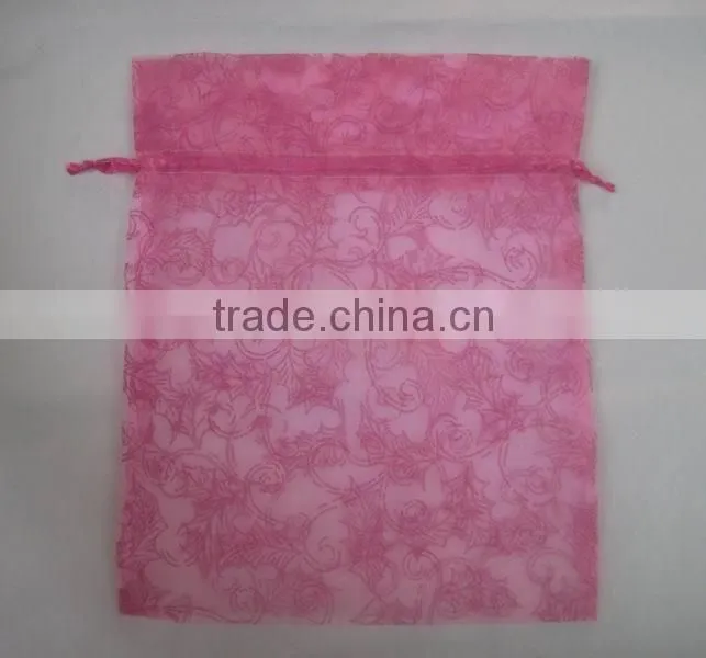 3"*8" Gold draswtring printed gift pouch with silk-screen printed for Christmas,party,holiday,everyday packing